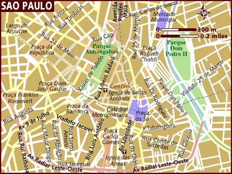 Carte du centre de São Paulo avec les échelles