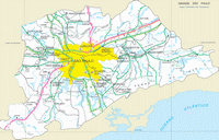 Carte de São Paulo avec les moyens de transport aux alentours