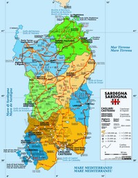 Carte Sardaigne grande carte avec la taille des villes, les routes et les autoroutes