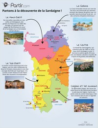 Carte Sardaigne avec les régions et des informations touristiques