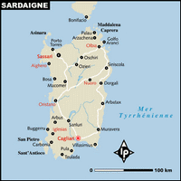 Carte de la Sardaigne simple avec les villes