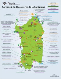 Carte Sardaigne villes lieux touristiques plages