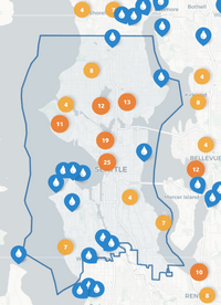 Carte Seattle fontaine eau