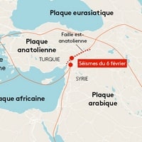 Carte simple du tremblement de terre en Turquie et en Syrie