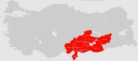 carte tremblement de terre en Turquie avec les provinces touchées par le séisme