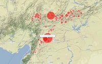 Carte du tremblement de terre en Turquie avec les séismes, les répliques et l'intensité sur l'échelle de Richter
