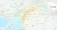 carte tremblement de terre en Turquie et en Syrie avec l'intensité