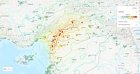 Carte du tremblement de terre en Turquie et en Syrie avec l'intensité ressentie par la communauté des Internautes