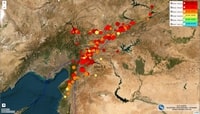 carte tremblement de terre en Turquie et en Syrie avec l'intensité