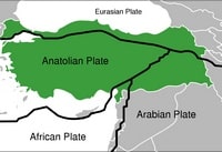 carte tremblement de terre en Turquie et en Syrie avec les plaques tectoniques