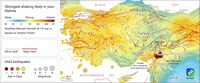 Grande carte des tremblements de terre en Syrie et en Turquie avec la chronologie