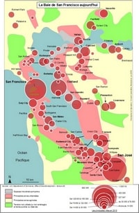 carte Silicon Valley dans la baie de San Francisco avec la population