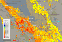 Carte de la Silicon Valley avec une estimation des prix de l'immobilier