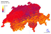 Carte de l'ensoleillement en Suisse.