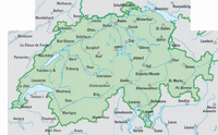 Carte simple de la Suisse avec les villes.