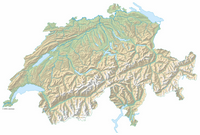 Carte du relief de la Suisse en 3D sans l'altitude.