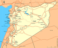 Carte simple de la Syrie avec les routes et les villes.