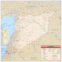Carte de la Syrie, des villes, des autoroutes, du type de route, chemin de fer, ports, aéroports, échelle