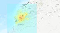 Carte du séisme au Maroc avec l'intensité du tremblement de terre ressentie par les internautes