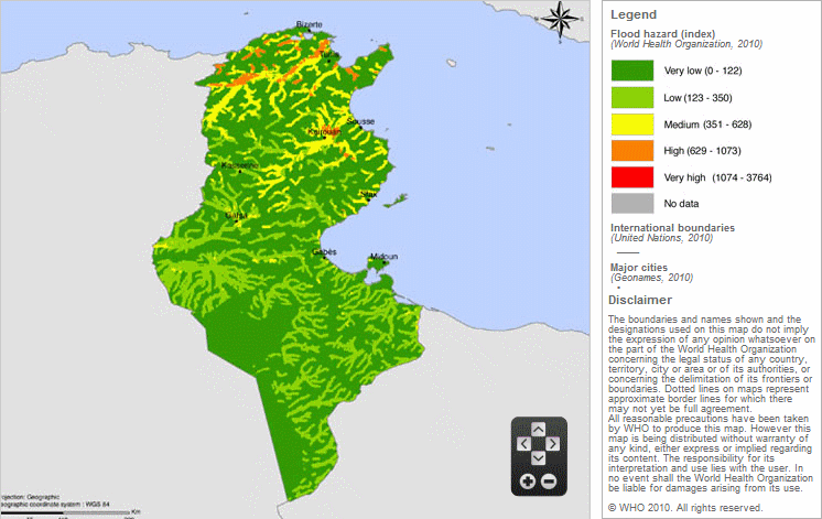 carte risques inondation Tunisie