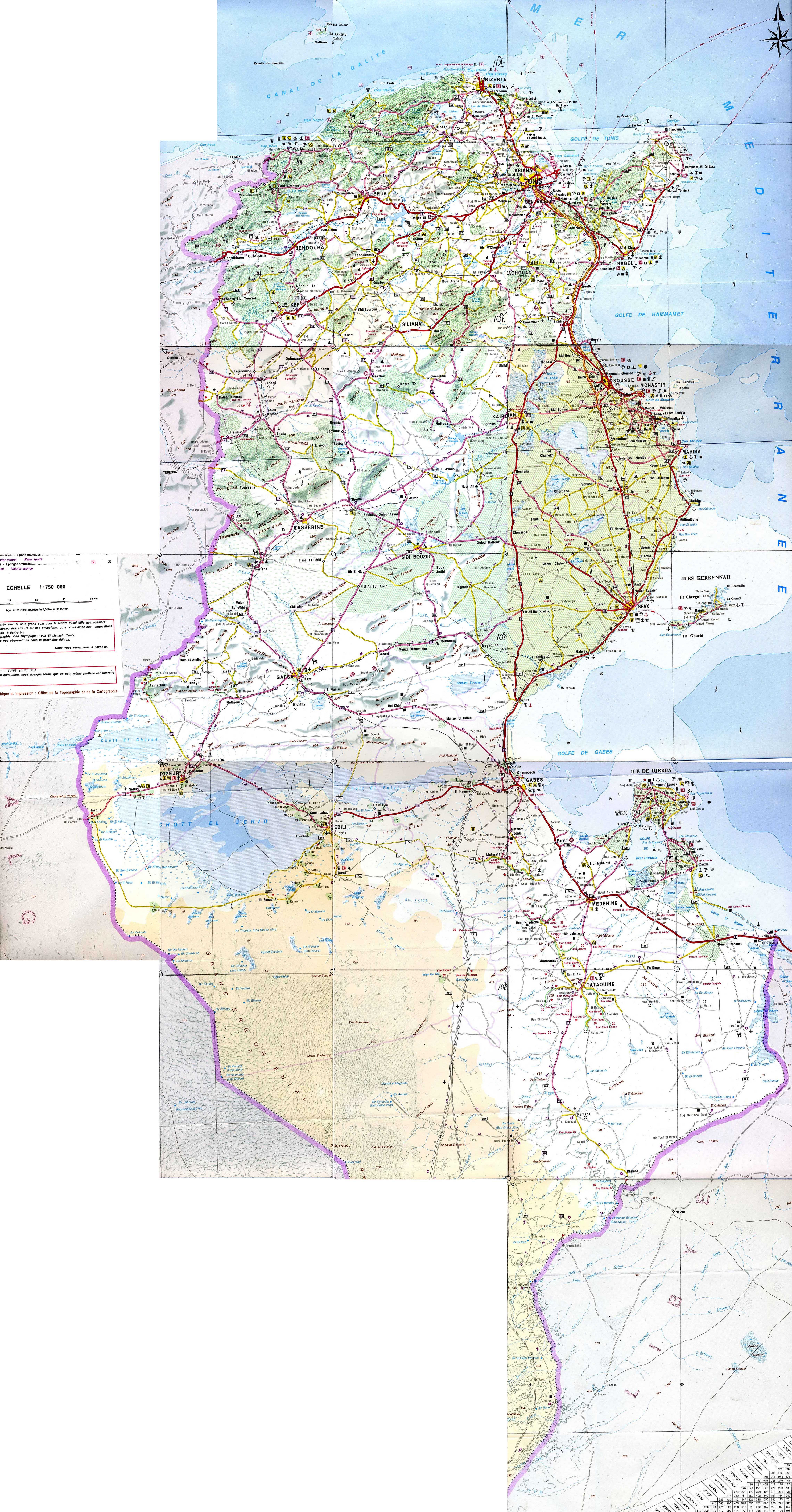 carte de la tunisie détaillée