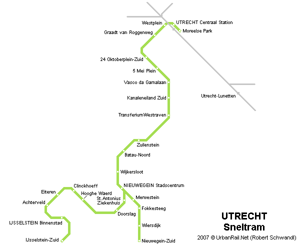 Carte du tram d'Utrecht