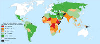 Carte du monde de la faim dans le monde en 2008