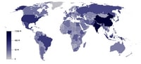 carte du monde densité de population