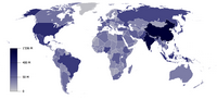 Carte du monde avec la densité de population