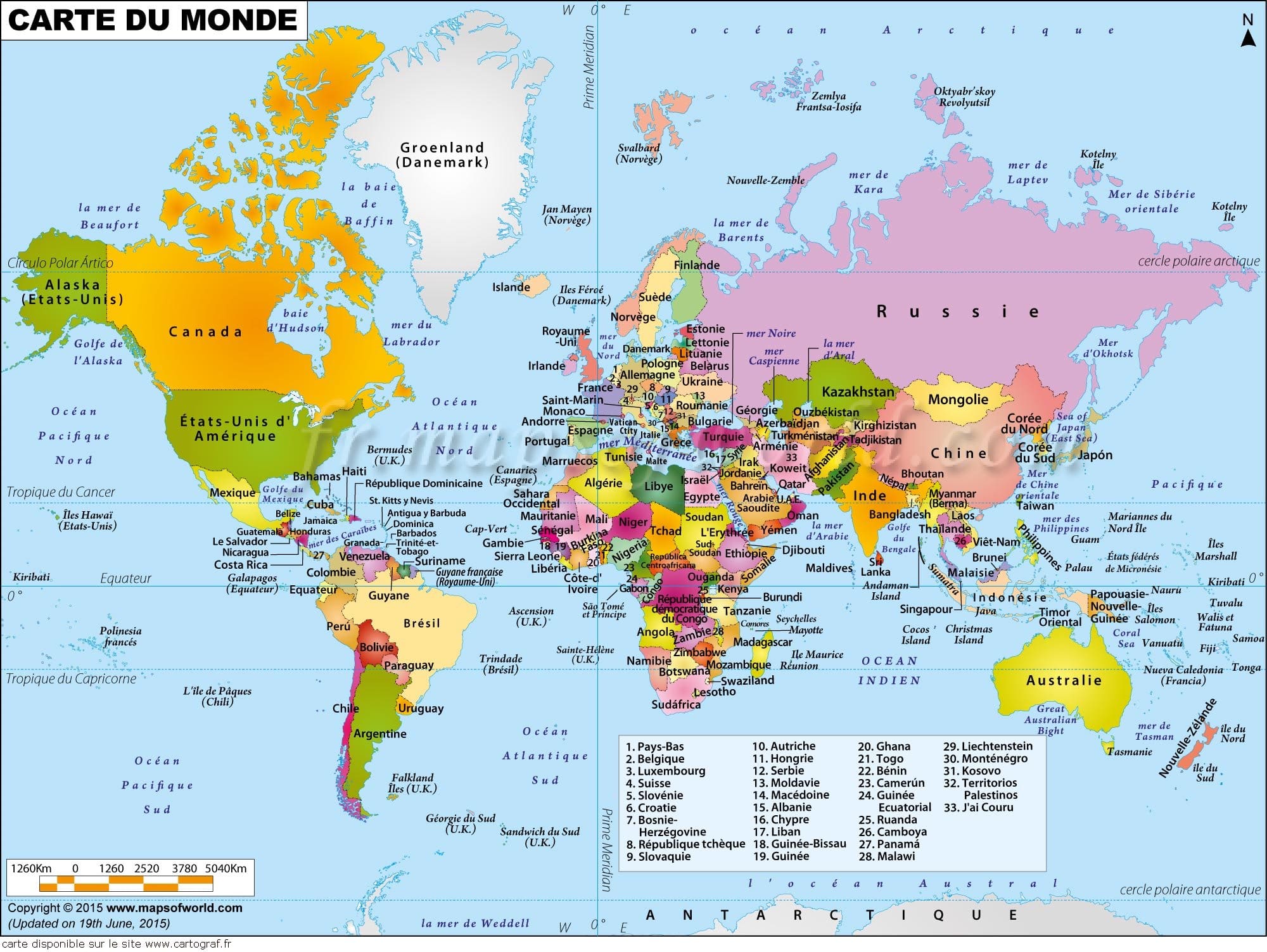 Carte des pays du monde : page 3