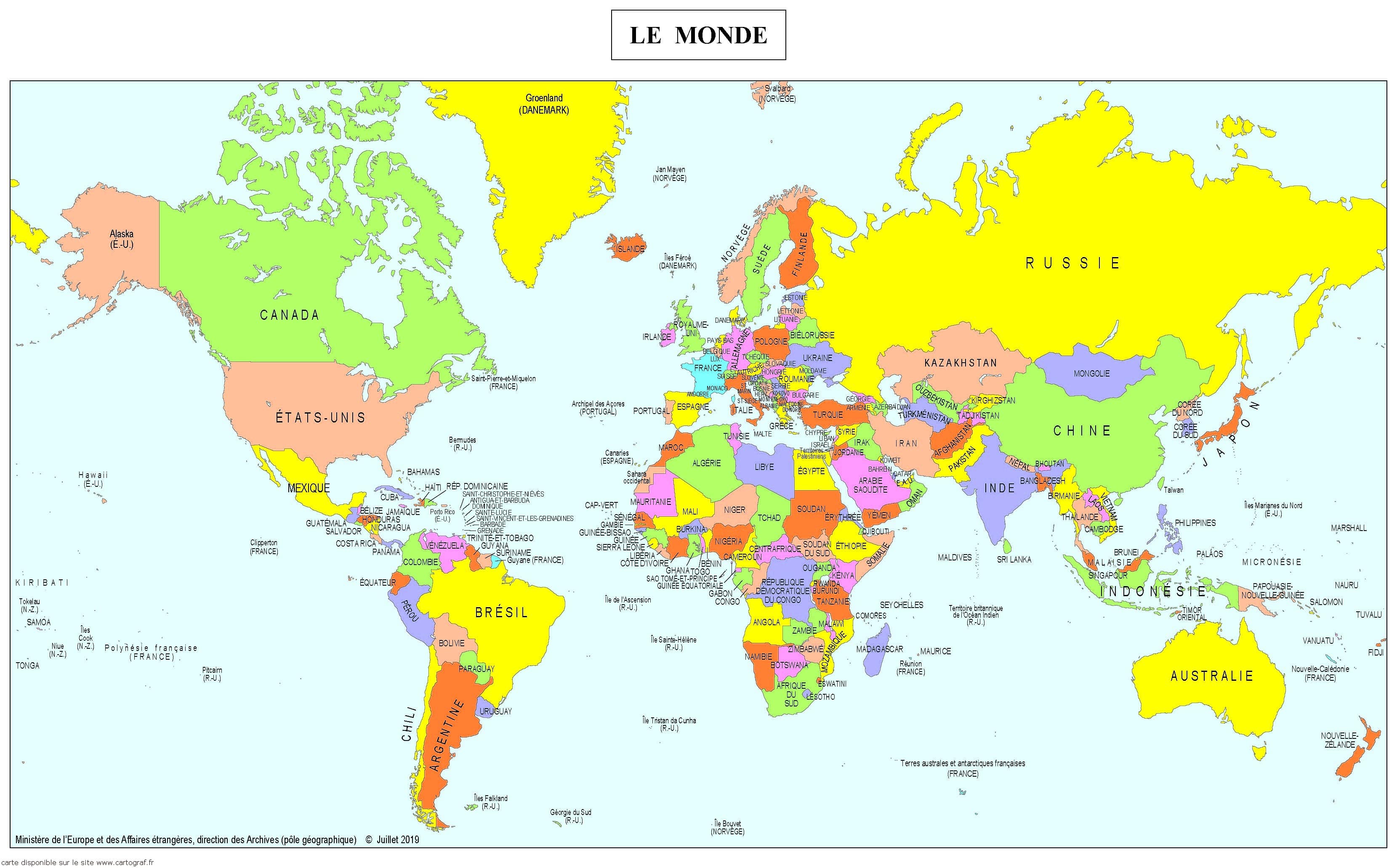 Carte du monde avec le nom des pays : page 6