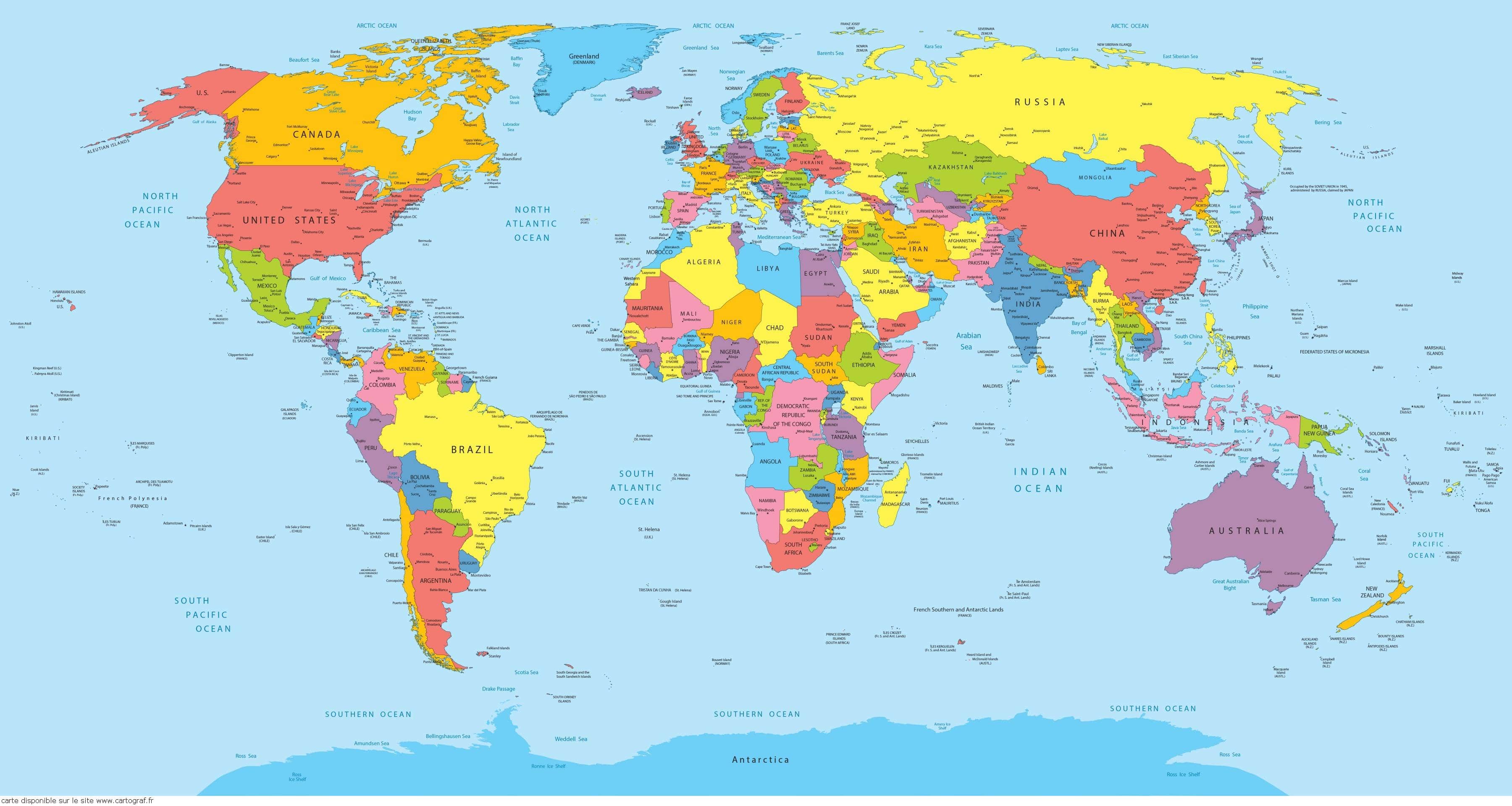 carte du monde avec les capitales
