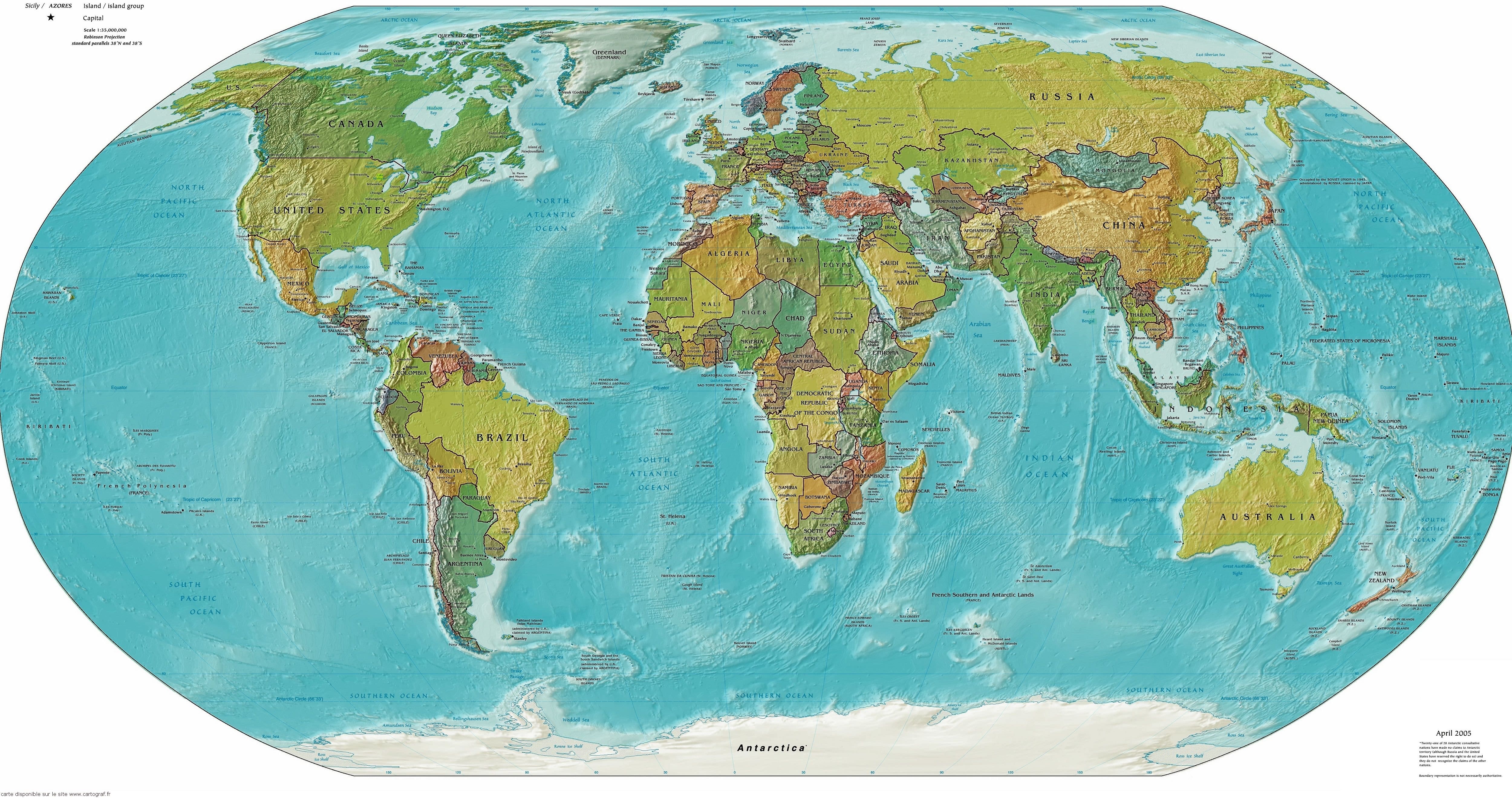 Carte du monde avec le nom des pays : page 6