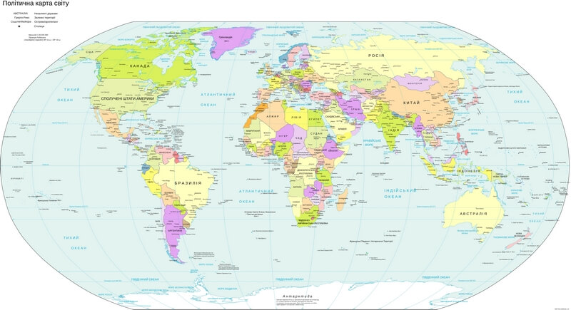 Carte du monde en ukrainien