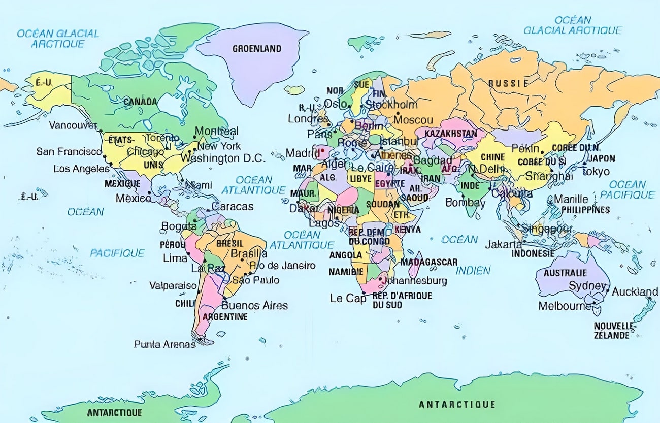 Carte du monde pays