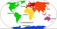 carte du monde continents en couleur
