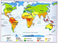 carte du monde différents types de climat