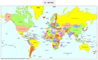 Carte monde avec les frontières des pays en 2019