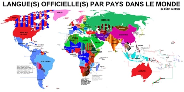 carte du monde différentes langues