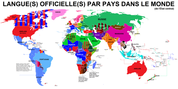 Carte du monde avec les différentes langues