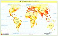 carte du monde répartition de la population mondiale