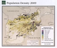 carte densité population Afghanistan