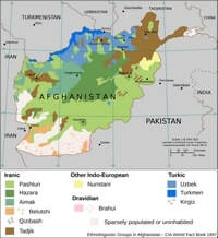 Carte de l'Afghanistan groupe ethnolinguistique