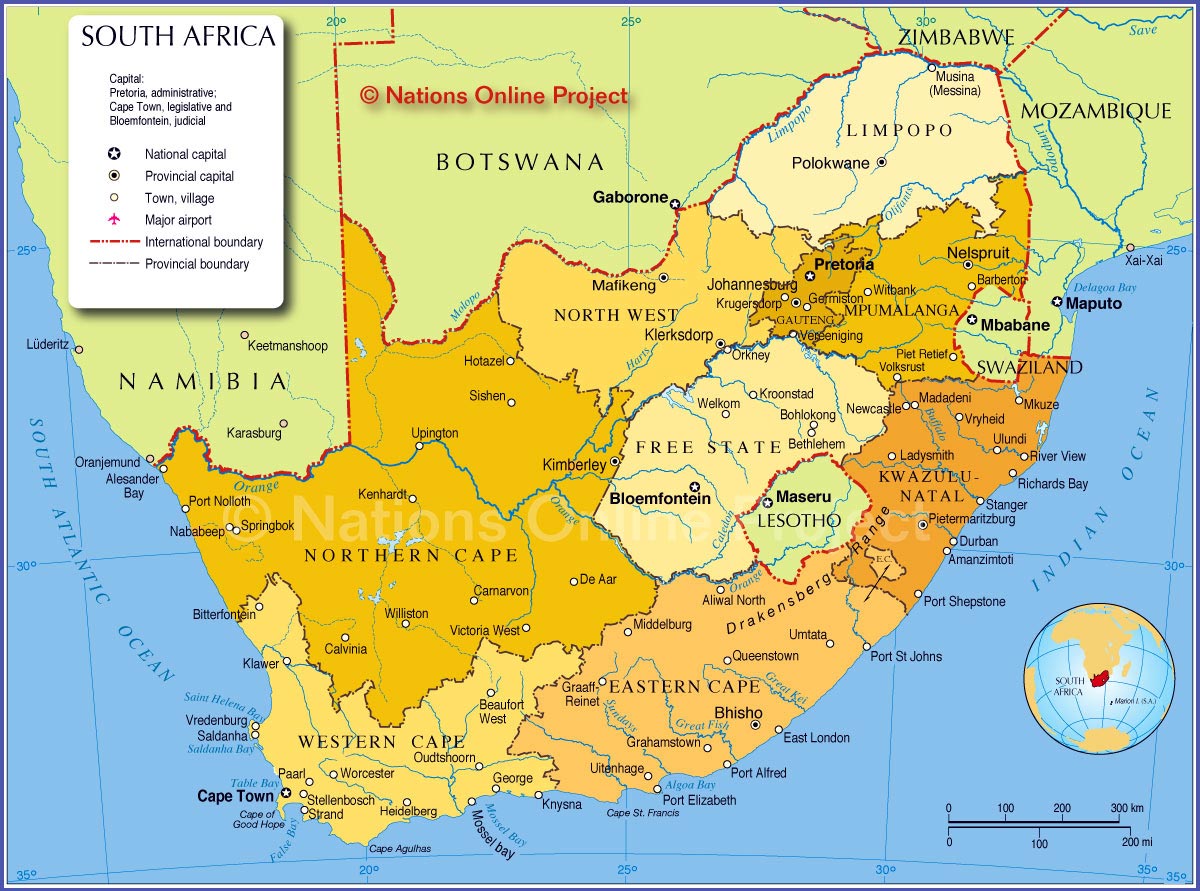 carte afrique du sud villes
