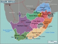 grande carte Afrique du Sud villes routes rovinces