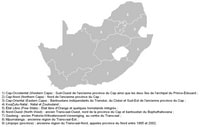 Carte de l'Afrique du Sud vierge avec les nouvelles provinces de 2005