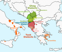 carte Albanie dialecte