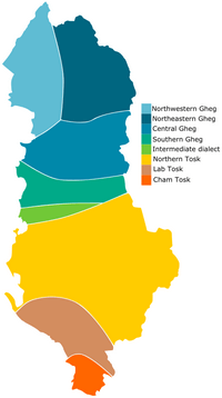 carte Albanie dialecte