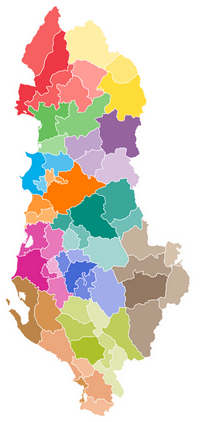 carte Albanie vierge région