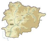 carte Andorre rivières et le système hydrographique